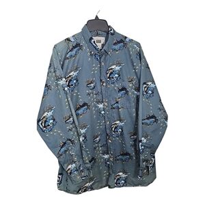 Men’s Michael Austin Rugged Wear Bass Fishing Shirt XL Teal Green Blue